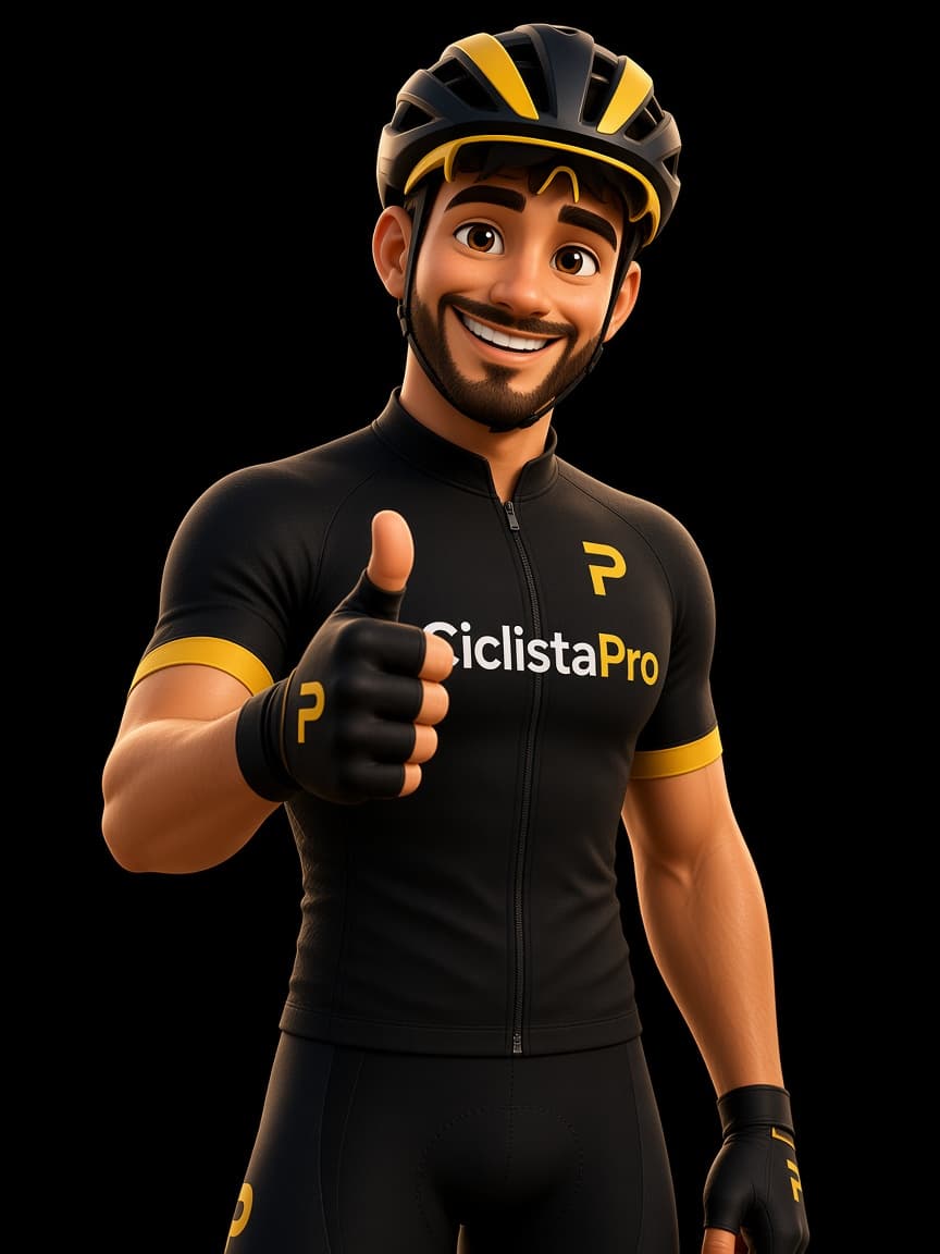 Mascote CiclistaPro convidando você para o teste